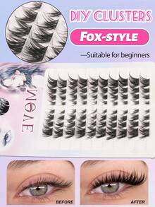 80pcs (8-15mm) Fox Fur D-Curl Fluffy Mink Lashes Extension Kit, Natural & Soft, For Longer Lashes. Lash Clusters, False Lashes, Individual Lashes, Eyelash Extensions - View 2