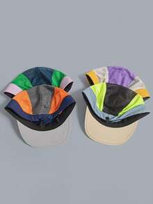 1 pieza Gorra de béisbol unisex transpirable y de secado rápido, diseño de 5 paneles, sombrero ligero de protección solar para deportes al aire libre, campamento, correr, adecuado para primavera/verano, ropa urbana vintage, gorra plana ajustable y suave - Combinación de colores - Ver 6