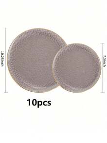 10件套黑色透明蛋糕甜点盘套装，包含7.5英寸/10.25英寸的托盘和高品质水果沙拉盘，可重复使用且易于清洁，是婚礼、情人节、生日和节日派对的理想之选。 - 灰色 - 查看 11