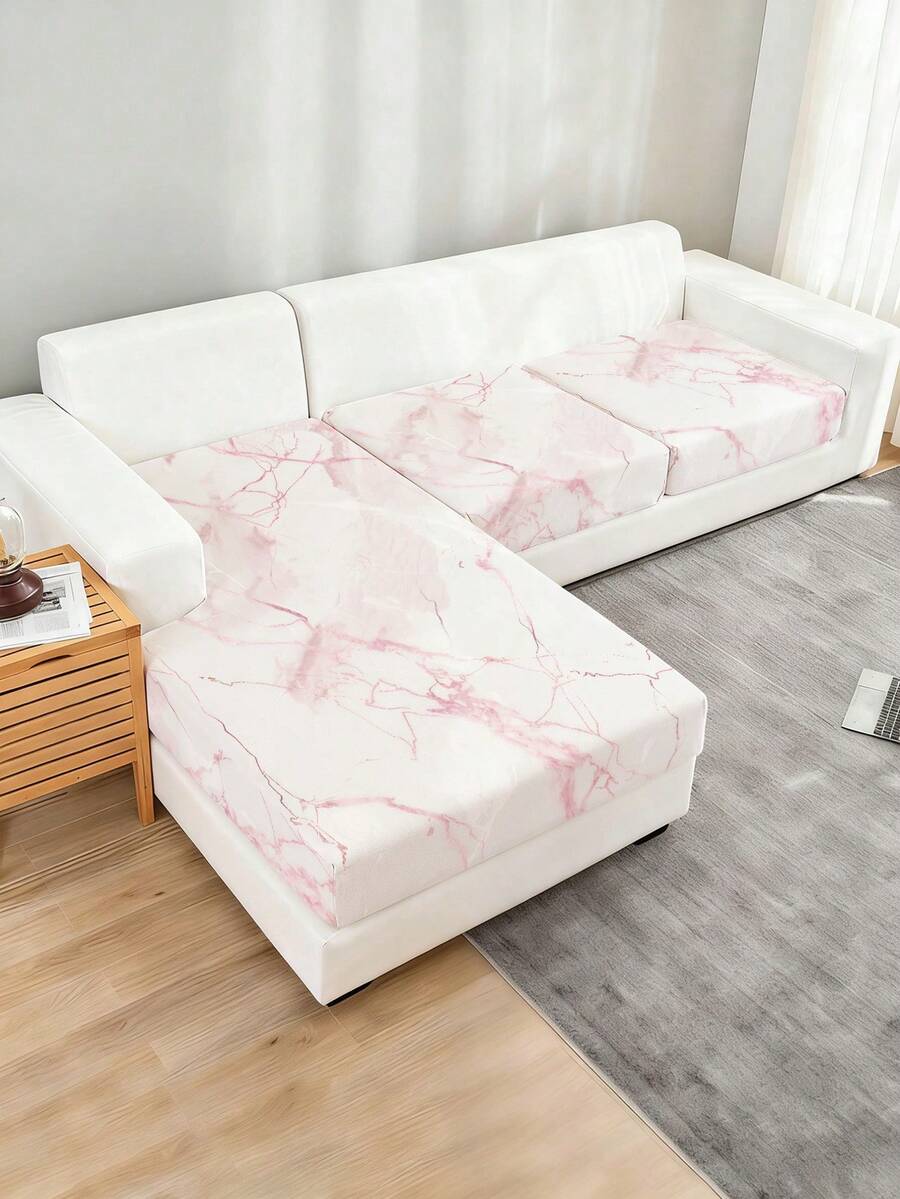 1 pieza Funda de cojín de asiento de sofá de seda de leche con estampado geométrico triangular, adecuada para todas las estaciones