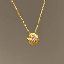1pc Orb Detail Pendant Necklace With Shiny Accents - Gold - View 2