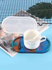 1pc/3pcs/6pcs Oval Crystal Epoxy Resin Coaster Mold, DIY Jewelry Earring Storage Tray Dish, Desktop Organizer Silicone Mold - Epoxy Resin Coaster Molds - View 3