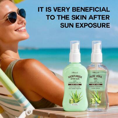  HLLOZZI 100毫升美黑凝胶 + 晒后芦荟保湿凝胶，清爽轻盈的配方，助您轻松拥有阳光亲吻般的健康肤色。均匀持久，打造自然古铜色。搭配晒后芦荟凝胶，温和舒缓并滋润肌肤。是夏季海滩度假的必备佳品。适合所有肤质。