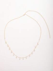 1条时尚性感可爱锆石心形金色腰链，适合女性海滩度假、海滩约会、派对、夏季旅行、礼物 - 金色 - 查看 4