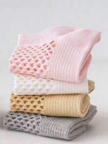 1/3/5/10 Pairs Random Women Breathable Hollow Shallow Mouth Invisible Boat Socks, Spring/Summer - Multicolor - View 5