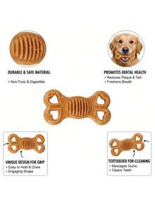 幼犬磨牙玩具，带纹理的狗骨头有助于牙齿健康生长和互动玩耍，材质耐用，轻巧易握，可爱的心形设计 - 彩色 - 查看 4