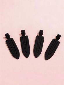 4pcs Black Metallic Bangs Hair Clips, U-Shaped Hairpins, Painless Lacquer Coated Hair Accessories - Black - View 3
