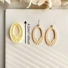 聚合物粘土耳环模具，不对称几何/莲花造型粘土雕塑工具，波西米亚风格手工模具，珠宝制作套装，适用于项链吊坠、手链、耳环 - 黃色 - 查看 4