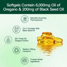 Oil Of Oregano With Black Seed Oil 300 Capsules | Natural Antioxidants | Nutritional Support | Highly Effective Botanicals Dietary Healthcare Supplement - 170g - 查看 2