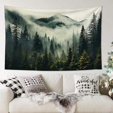 Pine Tapestry Foggy Forest Tapestry, Nature Tapestry, Livingroom Wall Art, Large Wall Tapestry, Home Decor Tapestry - Multicolor - View 4