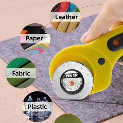 45mm Cortador rotativo de cuero, herramienta de corte de cuero, cuchillo de hoja redonda para manualidades de patchwork, costura y acolchado DIY