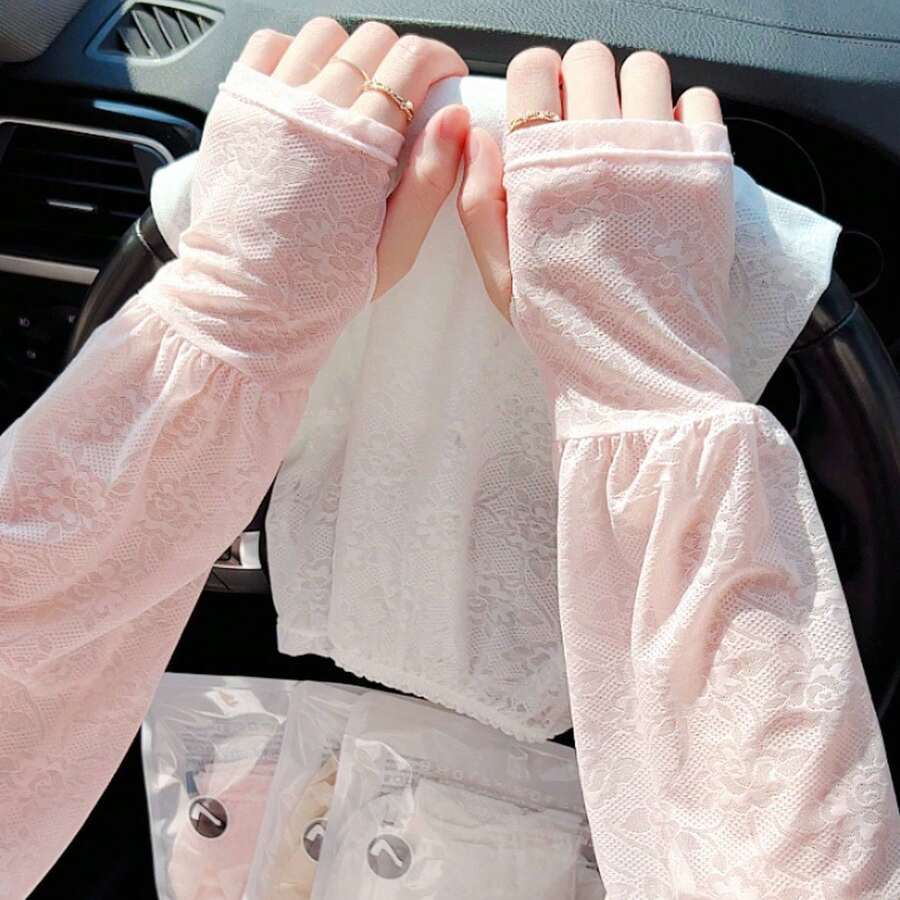1 Pair Unisex Ice Silk Summer Cute Ice Sleeves, Driving UV Protection Arm Sleeves, Outdoor Cycling Sun Protection Sleeves - A - View 1