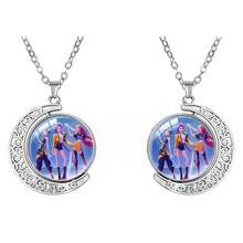 Crescent Moon Gemstone Necklace, KPOP Idol Group Reversible Pendant, Elegant Couple Accessory - Multicolor - View 13