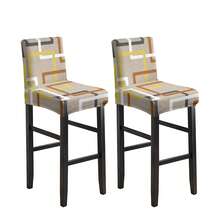 1/2/4/6pcs Stretch Printed Bar Stool Chair Covers, Home & Hotel Use - Square Lines - View 9