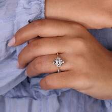 时尚百搭优雅大颗立方氧化锆18K镀金女士订婚戒指 - 金色 - 查看 4