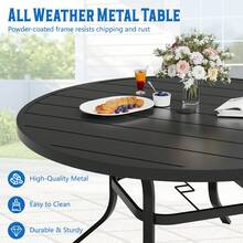 Round Outdoor Dining Table For 6, Weather Resistant Garden Table For Patio - 黑色 - 查看 4