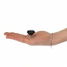 12个水晶玻璃橱柜/抽屉/衣柜把手，1.18英寸小型锌合金旋钮把手，家具五金配件 - 黑色 - 查看 10