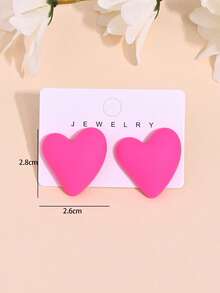 1对简约甜美可爱水钻花朵爱心耳环，多巴胺百搭耳环，适合女性全年日常佩戴 - 耳環 - 查看 3