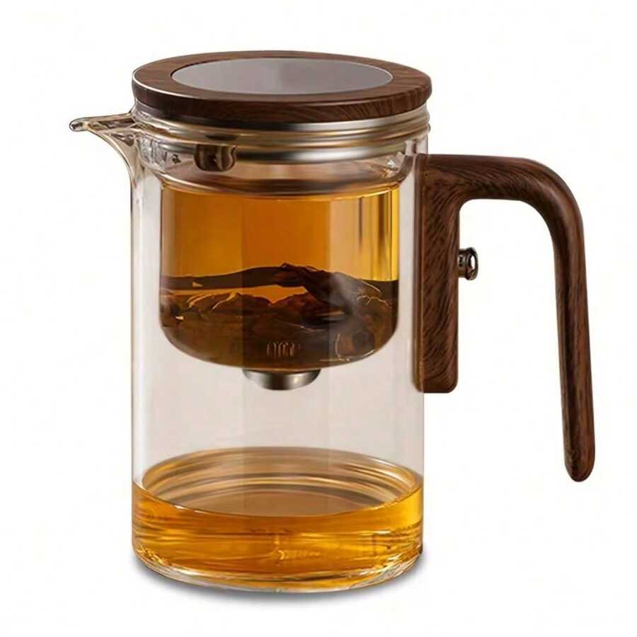 1pc New Magic Teapot, Small Waist Magnetic Glass Teapot With Automatic Separation, Borosilicate Infuser Teapot With Filter, Suitable For Loose Leaf Tea, Mysterious Design, Teaware