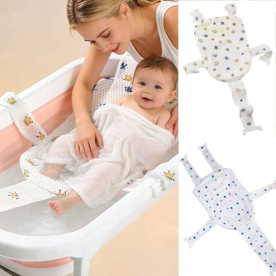 Spring & Summer New Baby Bath Net, Adjustable 5-Point Suspended Pad Protects Spine, Sturdy Baby Bath Tub Net - Multicolor - View 1