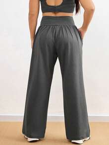 1 chiếc quần yoga ống rộng dáng suông cỡ lớn dành cho nữ, màu trơn, đa năng, thích hợp cho tập thể dục trong nhà, yoga, pilates, chạy bộ, đạp xe ngoài trời, có túi bên hông, cạp chun co giãn, chất liệu mềm mại, dễ phối đồ, phù hợp mọi mùa. - Đá lửa - Xem 2