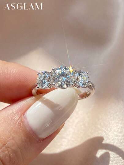 1 Carat Luxury Round Colorless Moissanite Diamond Engagement Ring, Exquisite Wedding Jewelry, Women's Wedding Band, Bridal Jewelry, Promise Ring