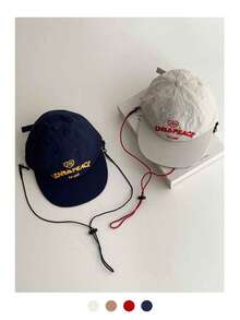 轻薄柔软夏季撞色字母刺绣速干平沿帽，男女通用户外防晒透气可调节后扣帽，薄款柔软刺绣时尚宽檐棒球帽，适合男士和女士，沙滩、假日佩戴 - LOVE掛繩 - 查看 2