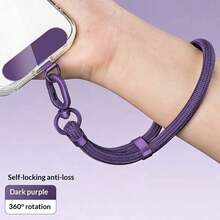 Adjustable Anti-Theft Phone Lanyard, Diagonal Long Strap, New Smart Phone Wrist Strap Accessory, Anti-Lost Anti-Drop Polyester Braided Phone Chain, High-End Phone Decoration, Purple/Black, Sturdy And Durable Metal Pendant, Frees Up Hands For Outdoor Sports, Running, Carrying Baby, Birthday Gift For Family And Friends - 彩色 - 查看 11