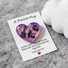 1pc Music Themed Pocket Hug Token, Resin Guitar Microphone Memorabilia With Greeting Card, Inspirational Gift For Music Lovers, Music Festival - View 5