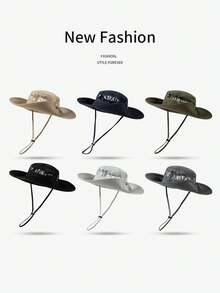 1pc Men's Mesh Breathable Bucket Hat, Outdoor Quick-Dry Hiking Sun Protection Wide Brim Fishing Camping Hat - Multicolor - View 4