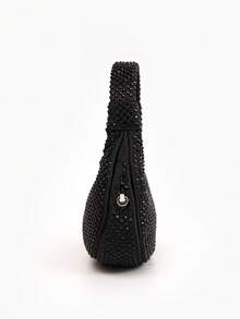 Elegant Women's Sparkling Crescent Moon Clutch Bag, Rhinestone Embellished Party Bag, Relaxed Luxurious Rhinestone Handbag, Glitter Bag/Glitter Bag, Small Party Bag, Interesting Gift For Women, Birthday Gift - Black - View 7