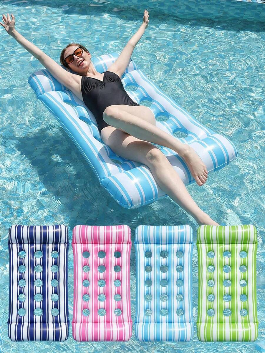 Pat plutitor gonflabil din PVC pentru adulți, potrivit pentru piscină și plajă, portabil fără sursă de alimentare, confortabil, durabil, ușor, relaxare, umflare rapidă, potrivit pentru adulți - Multicolor - Vizualizare 1