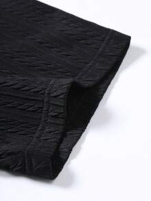 男士复古硬币图案纹理纯色短袖 Polo 衫 - 黑色 - 查看 8