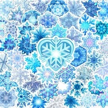 52张蓝色雪花涂鸦贴纸 - 防水乙烯基材质，适用于笔记本电脑包、手机壳、吉他、滑板等 - 卡通风格 DIY 剪贴簿 儿童礼物 剪贴簿用品 文具 趣味贴纸 Kindle - A - 查看 10