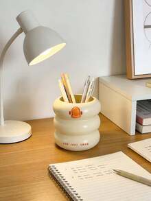 1pc 80g Unique Plastic Duck Shaped Desktop Organizer - Pen Holder & Makeup Brush Rack, Suitable For Office, Home, Students, Back To School Essential - one-size - View 1