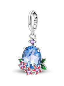 925纯银珐琅花卉吊坠 - 春季郁金香、铃兰、向日葵、玫瑰、樱花、蝴蝶串珠，适合DIY手链，女士原创首饰 - 彩色 - 查看 27