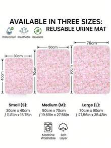 TDHD 1pc Cartoon Print Diamond Velvet Waterproof Breathable Reusable Baby Diaper Changing Pad, Suitable For Daily Care - Pink - View 5