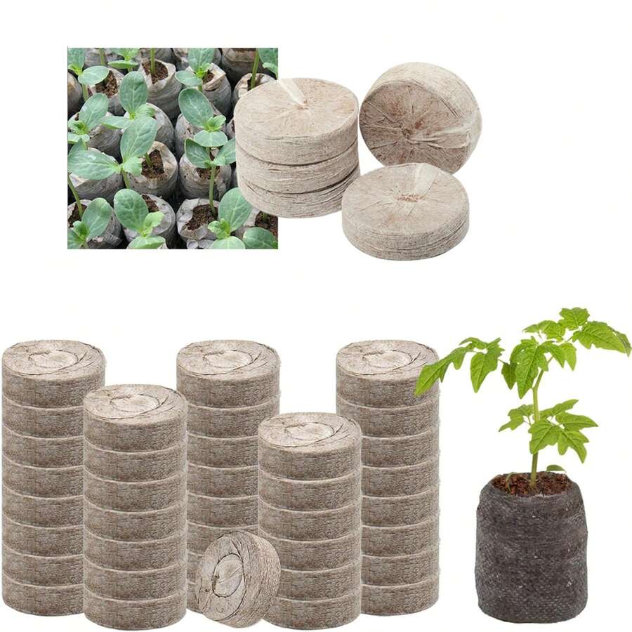 50pcs 30mm Peat Pellets Seed Starter Soil Blocks, Nutrient Seed Planting Blocks For Vegetable Seedlings, Easy To Transplant Compressed Peat Seed Pots - Multiple Styles - View 1