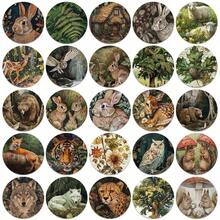 50pcs Vintage Forest Animals & Plants Round Stickers, Aesthetic Cartoon Cute Vinyl Decals Suitable For Water Bottles, Laptops, Phones, Skateboards, Guitars, Luggage, Scrapbooks, Helmets, Bicycles, Motorcycles, Cars, Backpacks For Halloween, Christmas, Thanksgiving, Easter Party Decorations And Gifts - 多色 - 查看 9