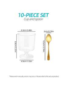 60个装5盎司塑料甜点杯，配金色勺子，透明可重复使用，适用于派对、婚礼、生日等场合。 - - - 查看 11