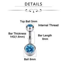 2 chiếc khuyên rốn ren trong G23 bằng hợp kim titan, trang sức xỏ rốn ngắn 14G - Khuyên rốn - Xem 4