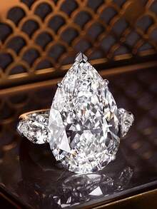 1枚时尚、优雅、奢华、百搭、魅力四射的镶钻水滴形女士戒指，适合作为生日、节日、特殊场合、母亲节、订婚礼物。 - 彩色 - 查看 2