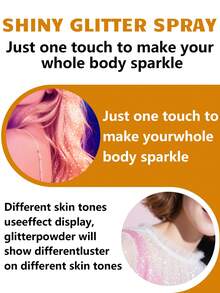 HJPHJP 100毫升闪粉喷雾，身体闪粉喷雾，头发闪粉喷雾，24小时持久留香，易于使用和清洗，甜橙香金色闪粉，适用于头发和身体，音乐节/婚礼妆容，礼品 - 甜橙 - 查看 2