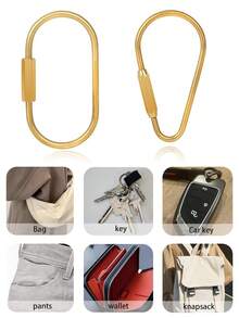 1 Brass Screw Lock Keychain, Universal Brass Keychain Clip Simple Style Key Ring Mountaineering Clip Keychain Unisex Car Keychain Bag Accessory School Cute Gothic Y2K - Multiple Styles - View 10