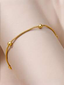 1 Piece Of European And American Hot Selling Bead Ankle Chain, Simple And Fashionable Stainless Steel Ankle Chain For Women's Summer Accessories, Suitable For Daily Travel Wear - Gold - View 7