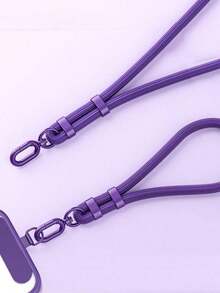 Adjustable Anti-Theft Phone Lanyard, Diagonal Long Strap, New Smart Phone Wrist Strap Accessory, Anti-Lost Anti-Drop Polyester Braided Phone Chain, High-End Phone Decoration, Purple/Black, Sturdy And Durable Metal Pendant, Frees Up Hands For Outdoor Sports, Running, Carrying Baby, Birthday Gift For Family And Friends - 多色短款 - 查看 4