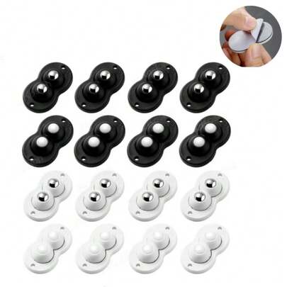 16/8/4 piezas Ruedas giratorias de 360 grados de acero inoxidable y nailon, ruedas omnidireccionales autoadhesivas para muebles