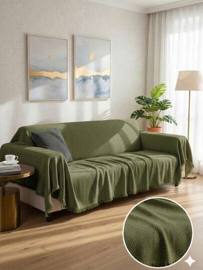 Copridivano antiscivolo con nappe – 100% cotone – 180*300 cm – Morbido e confortevole, prodotto in Turchia