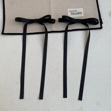 2个装女士黑色蝴蝶结发夹，芭蕾舞风格蝴蝶结发饰，少女风双马尾发夹，发卡 - 2pcs黑色絲絨 - 查看 2