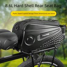 8.6L EVA Hard Shell Bicycle Rear Rack Bag, Electric Bike Saddle Bag, Cross-Border Cycling Tail Bag With Reflective Strips And Shoulder Strap - Black - View 1